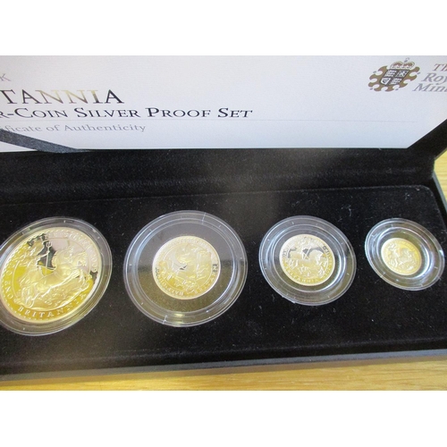 461 - Boxed/cased collection with 2003 & 2009 Britannia silver proof sets of 4 (some minor discolouration)... 