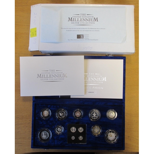 473 - 2000 Millennium £5 to Maundy silver proof cased set of 13 FDC. (½B)