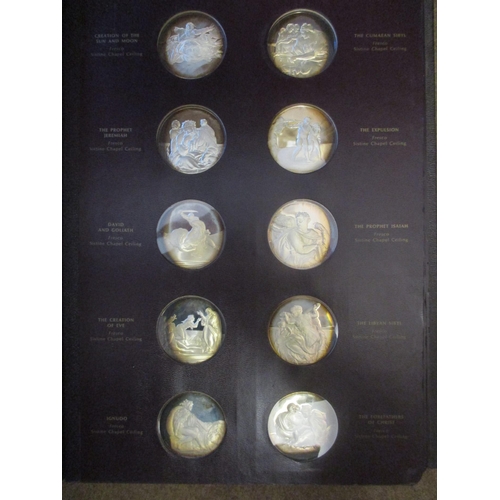 486 - 1970 The Genius of Michelangelo sterling silver proof set of 60 FDC, each 45mm diameter and approx. ... 