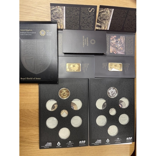 521 - Collection with Gibraltar 2015 Churchill six coin uncirculated set (£10, £2 4 different, crown) plus... 