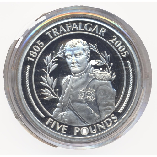 534 - Gibraltar. 2005 Battle of Trafalgar Bicentenary £5 silver proof FDC set of 12 in Westminster box wit... 