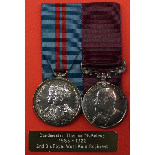 60A - Bandmaster's 1911 Delhi Durbar Medal (Silver) un-named and KEVII Army LSGC to 6472 Bndmstr T. McKelv... 