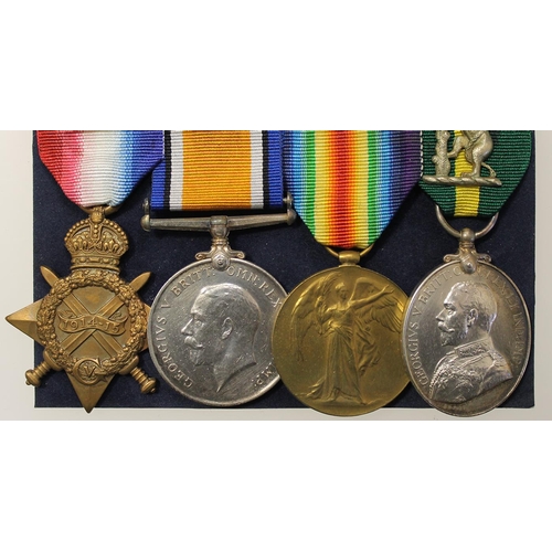 70 - 1915 Star trio and KGV Territorial Efficency Medal to 1867 Pte A.S. Chambers Warwick Yeo (311296 on ... 