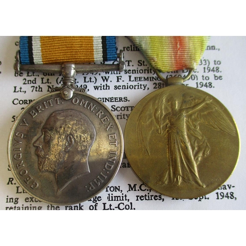 74 - WW1 BWM and Victory Medal to:
1. Lieut A.C.D. De Brisay good very fine. Aubrey Cust Delacour De Bris... 