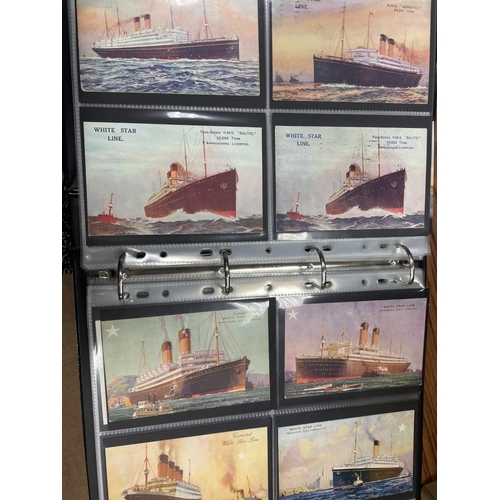 219 - Collection in albums with Cadbury Shipping Series (5), Ship themed postcards and cigarette cards wit... 