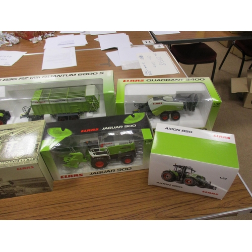 532 - Universal Hobbies. Collection of 1:32 Claas Tractors and Farm Machinery mint in excellent boxes incl... 