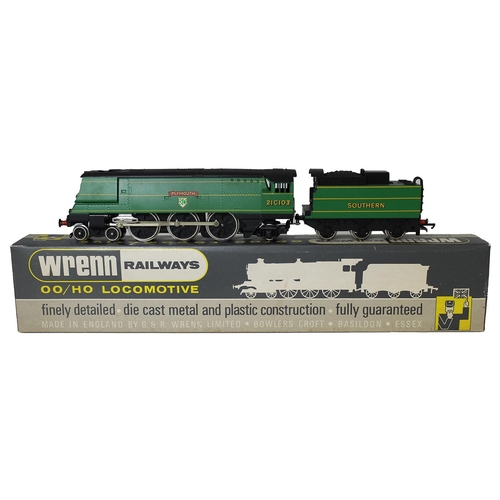 702 - Wrenn. W2266 OO gauge 'Plymouth' SR green 4-6-2 locomotive and tender No.21C103, mint in near mint b... 