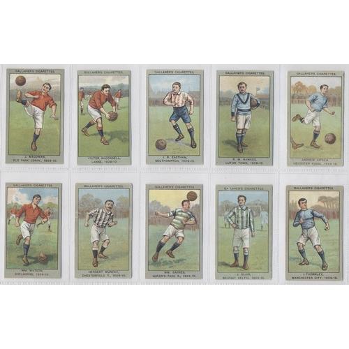 124 - Gallaher. 1910 Association football Club colours complete set in plastic sleeves generally fair to g... 