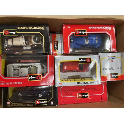 481 - Burago. Collection of 1/24 with Fiat Punto No 0127, USA off road No 0197, Jaguar coupe No 1508, Jagu... 