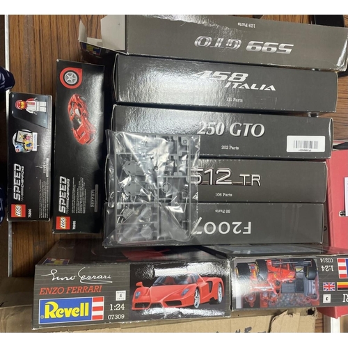 542 - Collection of kits with Lego Ferrari No 75890, No 76895 (2), Revell 458 Italia No 07141, 250 GTO No ... 