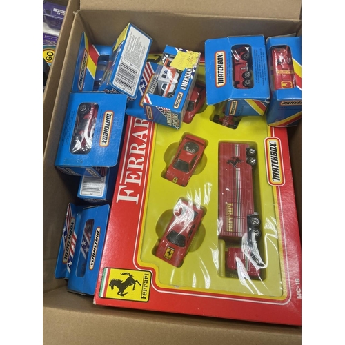 411 - Collection with NewRay (14), Corgi (40), Matchbox (30), Oxford (15) etc generally good in good boxes... 