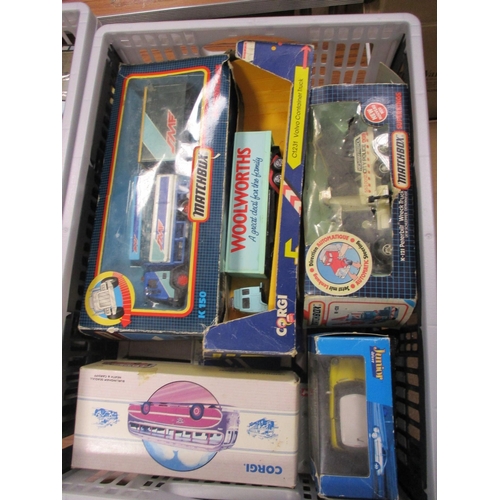 412 - Collection of Cars, Buses and Lorries boxed and unboxed in mixed condition with Matchbox, Corgi, EFE... 