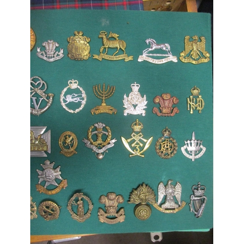 106 - Collection mounted on 3 boards of mostly cap badges, also few arm badges etc including QV 24th Foot,... 