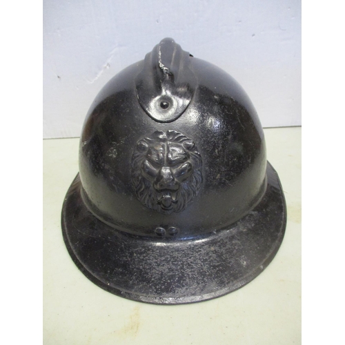 108 - Helmet range with British Brodie with Belgian decal, liner dated 1950, Belgian M26 Adrian, lion's he... 