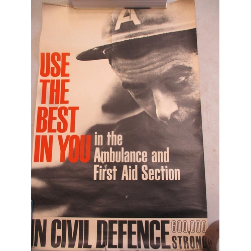 113 - Civil Defence range of 1950s recruiting posters with:
1. You'd want to help - but could you? on red ... 