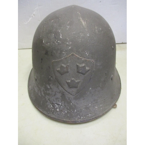 118 - Helmet range all fitted with liners with Swedish M1928 with head badge and 2 decals, Swiss M1918 pai... 