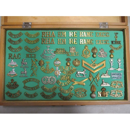 123 - Collection in carry case of mainly metal shoulder titles including T/7/W.York, Parachute Regiment, T... 