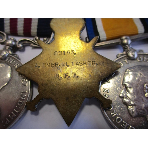 44 - WW1 Military Medal, 1914-15 Star trio, 1939-1945 Star, Defence Medal and BWM to 80153 Cpl J. Tasker ... 