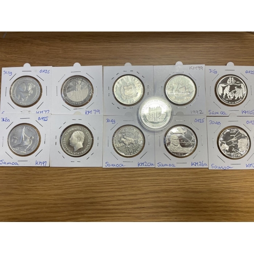 626 - Samoa. Silver collection with uncirculated 10 Tawa 1993 plus proofs FDC with 10 Tala including 1986 ... 