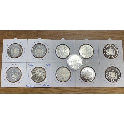 626 - Samoa. Silver collection with uncirculated 10 Tawa 1993 plus proofs FDC with 10 Tala including 1986 ... 