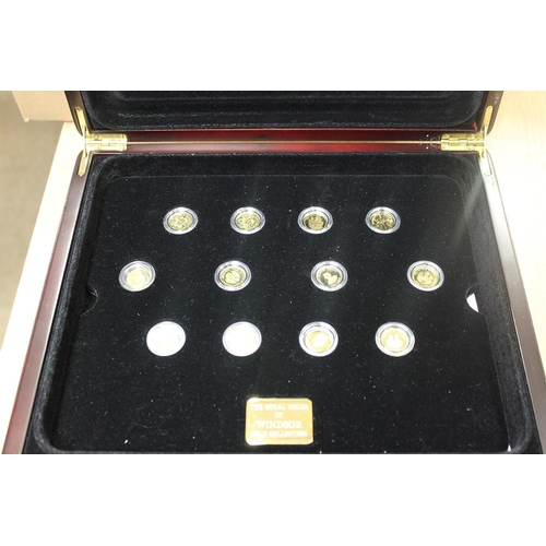 629A - Tristan da Cunha. House of Windsor cased set of 9ct gold proof half crowns FDC, approx. 1.09g each, ... 