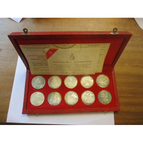 630 - Tunisia. 1969 cased silver dinar proof set of 10 FDC. (R)