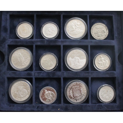 633 - USA. Collection of mainly USA commemorative and circulated silver dollars, with 1893 ½ dollar, 1928 ... 