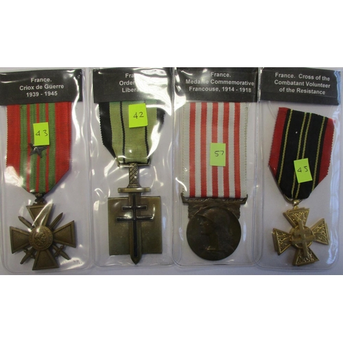 67 - France. Collection including 1914-1918 Croix de Guerre, Croix de Guerre Overseas Operations, Medaill... 