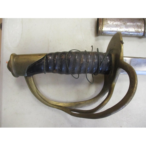 97 - 1864 U.S. cavalry sabre and scabbard, ricasso stamped U.S./MM/1864, reverse stamped Ames Mfg Co/Chic... 