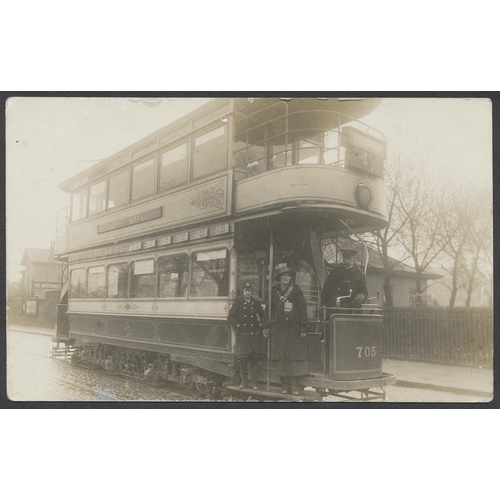 196 - Lancashire/Cheshire coln. of loose cards with tram interest and RPs throughout. Didsbury Barlow Moor... 