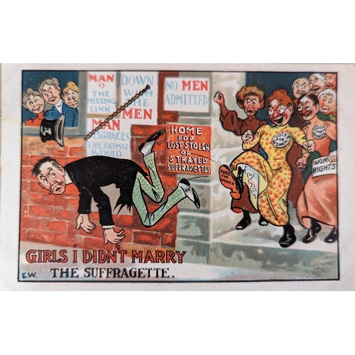 256 - Suffragette interest. comic selection with artists incl. Donald McGill, E.W. (see photo), Dudley Bux... 