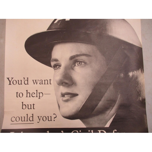 118 - Civil Defence Ambulance and First Aid Section 1950s recruiting poster by MMP Ltd, CD in red behind t... 