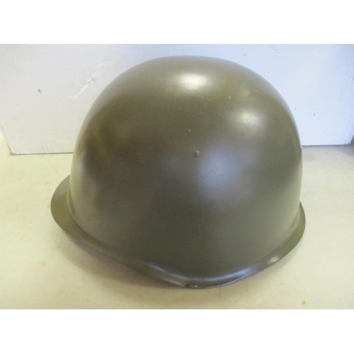 116 - Head dress collection with helmets Czech M1953, British 1988/9 Mk 6 with cover, Dutch post WW2 with ... 