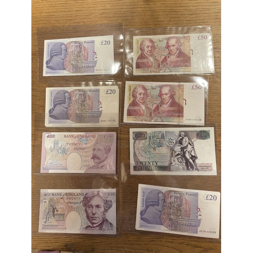 126 - Collection with uncirculated including £20 Kentfield CL29 (2), Salmon JA65 (2), JE7 (1), Bailey AE26... 