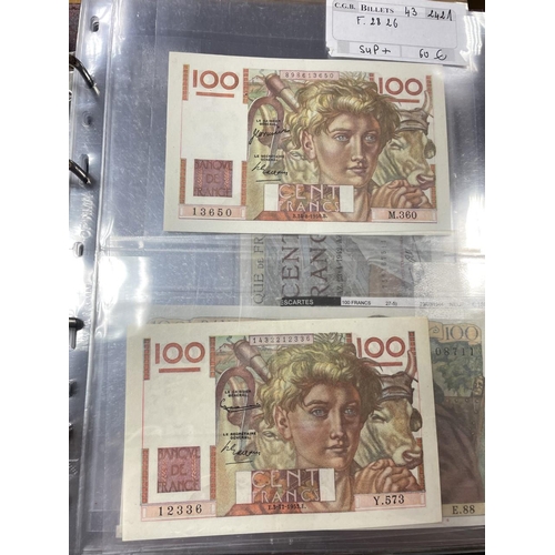 164 - France. Collection in album with 1916 onwards 1000 francs (14), 1990 onwards 500 francs (7) and 1921... 