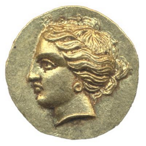 179 - Ancient Greece. Unidentified gold stater. Athena, Pegasos with pointed wing on reverse, weight 4.58g... 