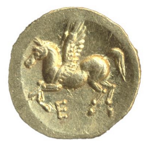 179 - Ancient Greece. Unidentified gold stater. Athena, Pegasos with pointed wing on reverse, weight 4.58g... 