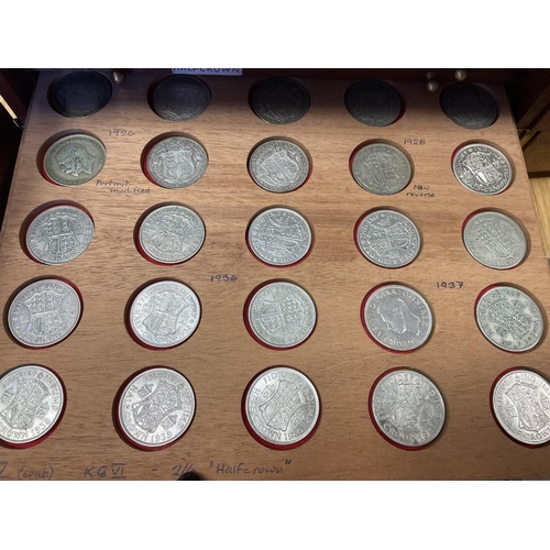 193 - Collection in drawers with date ranges 1881-1960 including crowns (33), half-crowns (75), shillings ... 