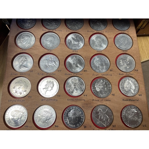 193 - Collection in drawers with date ranges 1881-1960 including crowns (33), half-crowns (75), shillings ... 