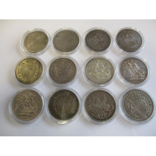 195 - Range of crowns in metal coin case, generally fair/fine to near very fine, with 1664, 1696, 1820, 18... 