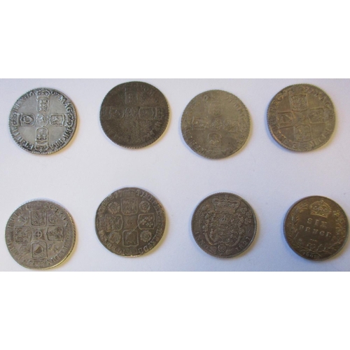 236 - Range of sixpences, generally fine/fair to good fine, with William III 1696E, 1697, 1697B Anne 1711,... 