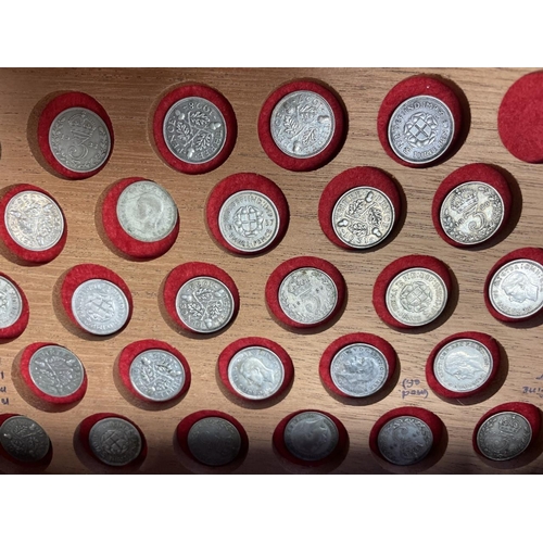 248 - Collection in drawers with date ranges 1901-1960 including threepences (39) threepences silver (70),... 