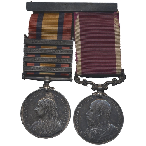 39 - 1899 QSA 4 clasps Cape Colony, Tugela Heights, Relief of Ladysmith, Laing's Nek and KEVII Army LSGC ... 