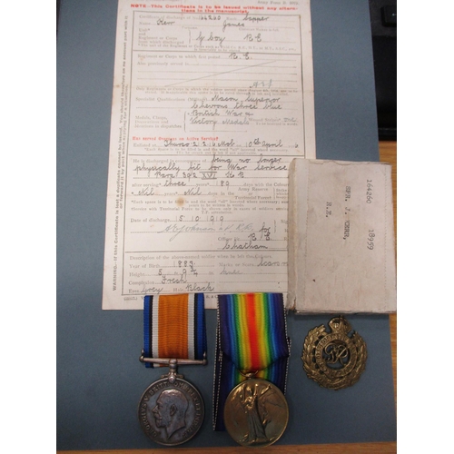 4 - WW1 range with:
1. BWM and Victory Medal to 65600 Pte H.E. Harper very fine with matching pair of mi... 