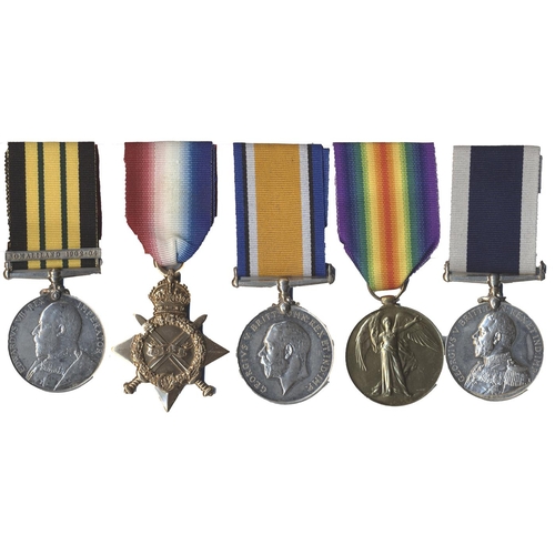 46 - 1902-56 Africa GSM Somaliland 1902-04 clasp to H.J. Lee A.B. H.M.S. Highflyer, 1914-15 Star trio to ... 