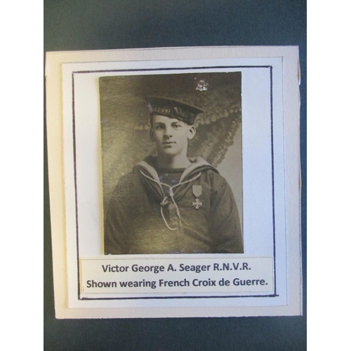 49 - WW1 Royal Navy Siege Gun Group recipient's French 1914-1918 Croix de Guerre with star, BWM, Victory ... 