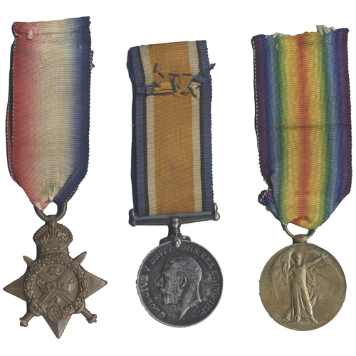 64 - 1914 Star to PLY.16798 Pte J. Woodhouse R.M. Brigade, BWM and Victory Medal to CH.21429 Pte J. Woodh... 