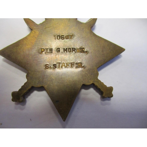 66 - 1899 QSA 2 clasps OFS, South Africa 1902, 1914-15 Star trio & Memorial Plaque to 10607 Pte G. Horns ... 