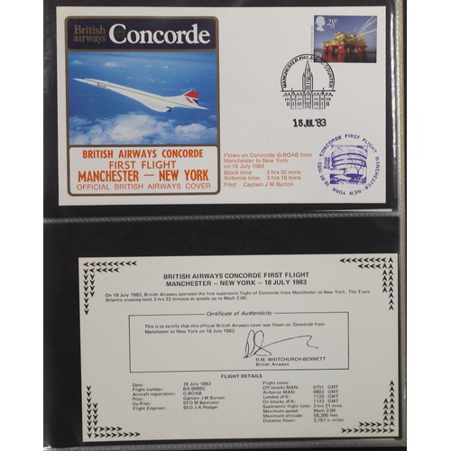 106 - Concorde. Coln Concorde flight covers in 8 stockbooks, also with range loose material i.e. newspaper... 