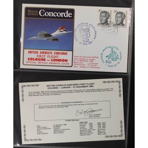 106 - Concorde. Coln Concorde flight covers in 8 stockbooks, also with range loose material i.e. newspaper... 